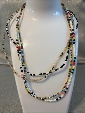 Multi-Color Seed Bead Layered Necklaces